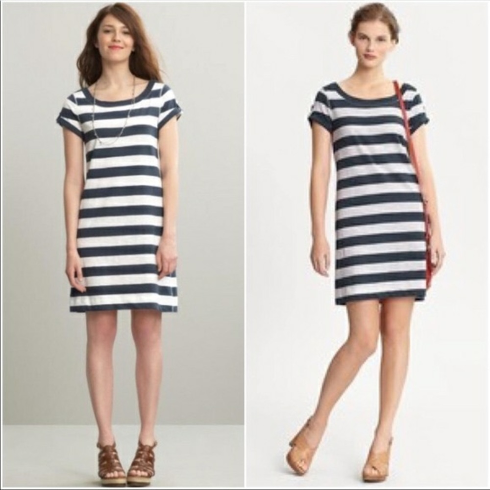 Banana Republic Navy white striped Lyla Tee Dress